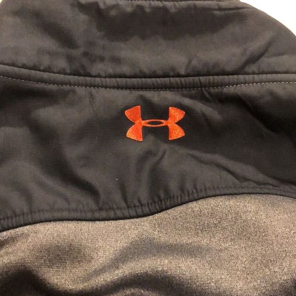 UNDER ARMOUR Men's Grey Black Full Zip Jacket With Orange Chest Logo Sz XL - Picture 9 of 10